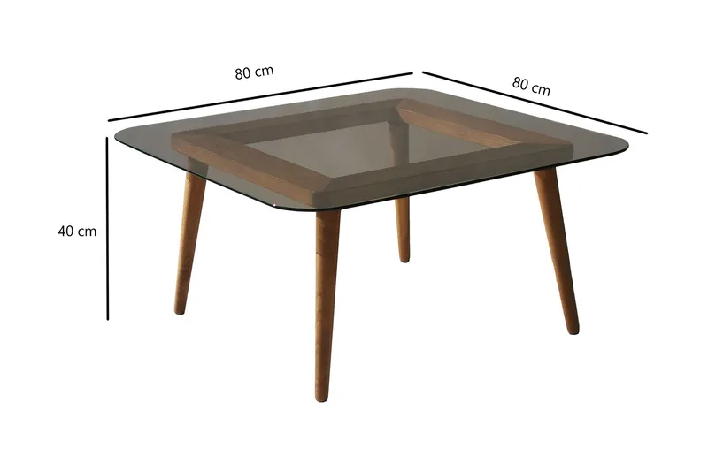 Selter Kvadratiskt Soffbord 80 cm i Glas med Träben - Brun - Möbler - Bord & matgrupper - Soffbord