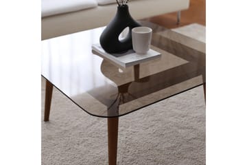 Selter Kvadratiskt Soffbord 80 cm i Glas med Träben - Brun - Möbler - Bord & matgrupper - Soffbord