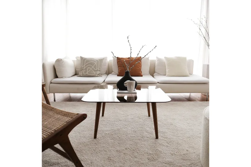Selter Kvadratiskt Soffbord 80 cm i Glas med Träben - Brun - Möbler - Bord & matgrupper - Soffbord