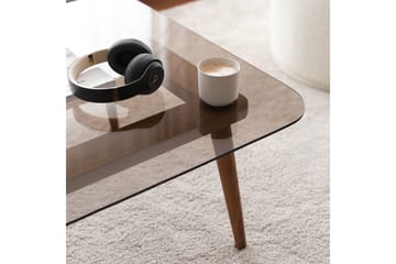 Selter Kvadratiskt Soffbord 80 cm i Glas med Träben - Brun - Möbler - Bord & matgrupper - Soffbord