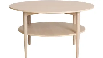 Soffbord Ravik med Hylla Ø90 cm - Vitpigmenterad - Möbler - Bord & matgrupper - Soffbord