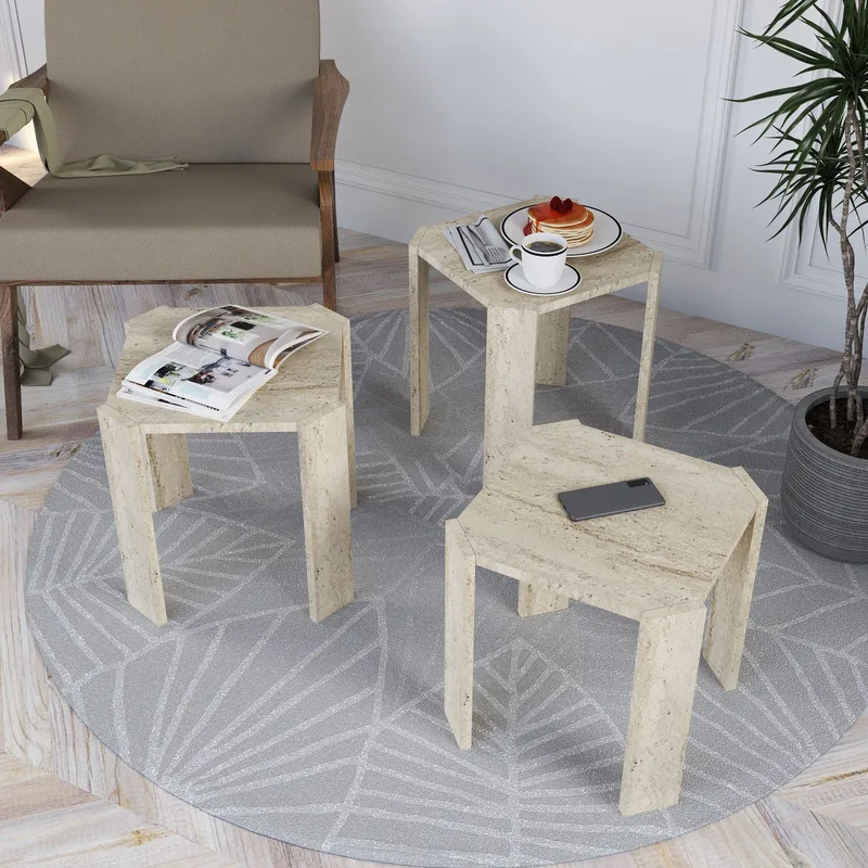 Tatil Satsbord 38 cm - Travertin - Möbler - Bord & matgrupper - Soffbord - Kistbord