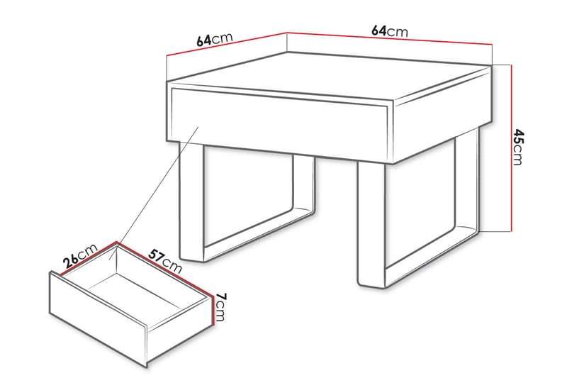 Tessan Soffbord Litet 64 cm med Förvaring Låda - Svart - Möbler - Bord & matgrupper - Soffbord