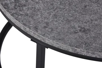 Thyra Runt Satsbord - 2 soffbord 90 och 75 cm med Stenutseende och Metallben - Grå|Svart - Möbler - Bord & matgrupper - Soffbord
