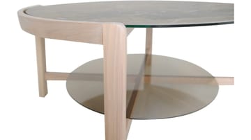 Vasa Ø90 cm Runt Soffbord med Förvaring i Glas med Träben - Brungrå - Möbler - Bord & matgrupper - Soffbord