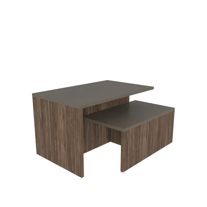 Vumira Satsbord 2 delar 72 cm - taupe och ek - Möbler - Bord & matgrupper - Soffbord - Kistbord