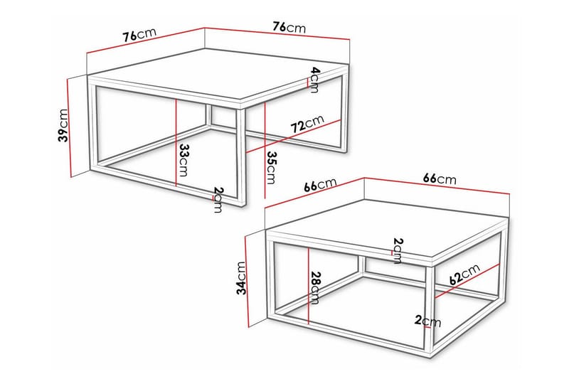 Wardner Kvadratiskt Soffbord Satsbord 76 cm i Ek - Beige - Möbler - Bord & matgrupper - Soffbord