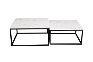 Wardner Kvadratiskt Soffbord Satsbord 76 cm Stapelbar i Marmor - Vit Marmor - Möbler - Bord & matgrupper - Soffbord