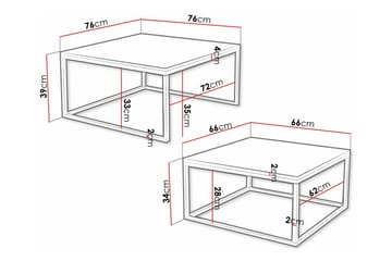 Wardner Kvadratiskt Stapelbart Soffbord 76 cm i Trä med Metallstativ - Svart - Möbler - Bord & matgrupper - Soffbord