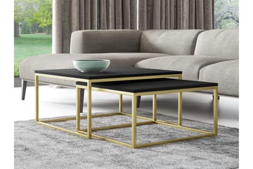 Wardner Kvadratiskt Stapelbart Soffbord 76 cm i Trä med Metallstativ - Svart - Möbler - Bord & matgrupper - Soffbord