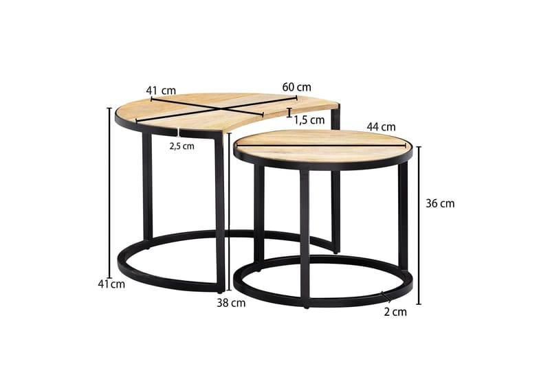 Willowdale Satsbord 60 cm Halvcirkel - Brun/Svart - Möbler - Bord & matgrupper - Soffbord