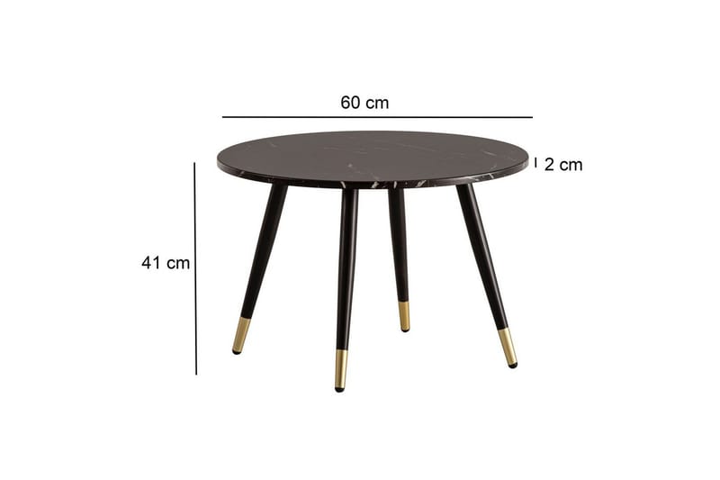 Soffbord Wohnling marmorlook 60 cm rund, modern stil Marmor Svart - Marmor Svart - Möbler - Bord & matgrupper - Soffbord