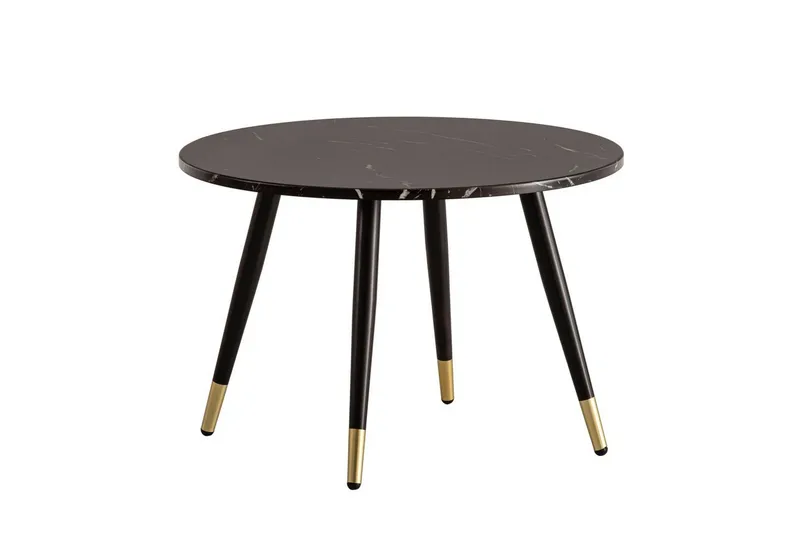 Soffbord Wohnling marmorlook 60 cm rund, modern stil Marmor Svart - Marmor Svart - Möbler - Bord & matgrupper - Soffbord