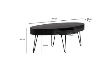 Soffbord Wohnling Massivt trä 100 cm oval med låda lantligt stil - Möbler - Bord & matgrupper - Soffbord