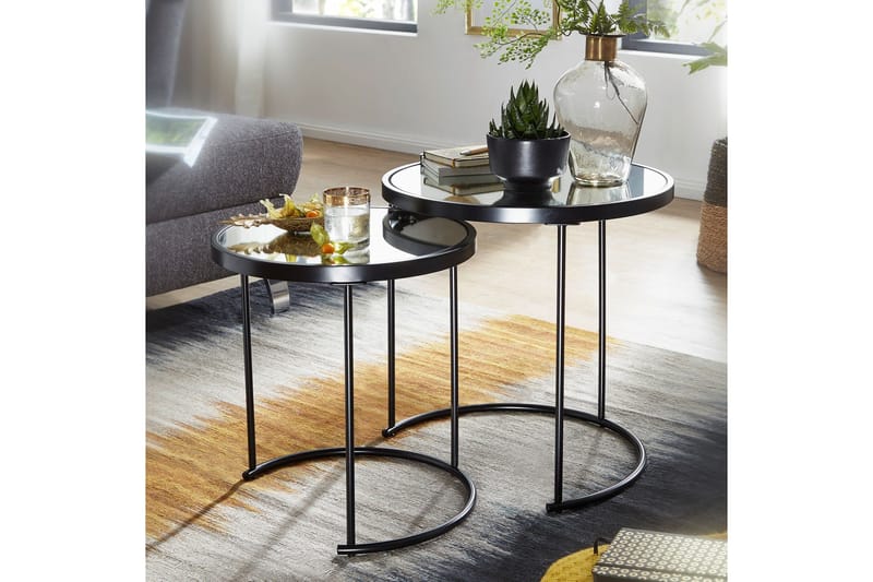 Wrighton Satsbord 50 cm Runt Soffbord Stapelbart i Metall och Glas - Spegelsilver - Möbler - Bord & matgrupper - Soffbord