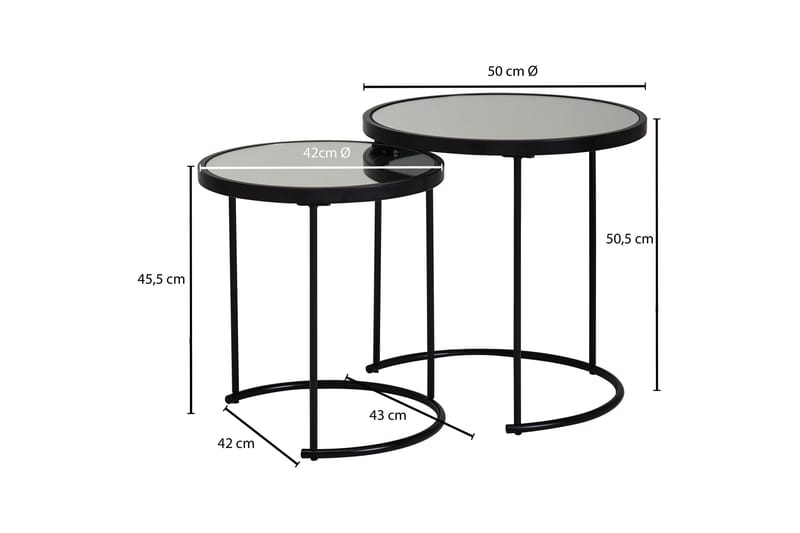 Wrighton Satsbord 50 cm Runt Soffbord Stapelbart i Metall och Glas - Spegelsilver - Möbler - Bord & matgrupper - Soffbord