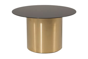 Ystad 75 cm Runt Soffbord med Cylinderfot i Glas - Brun|Svart - Möbler - Bord & matgrupper - Soffbord