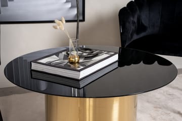 Ystad 75 cm Runt Soffbord med Cylinderfot i Glas - Brun|Svart - Möbler - Bord & matgrupper - Soffbord