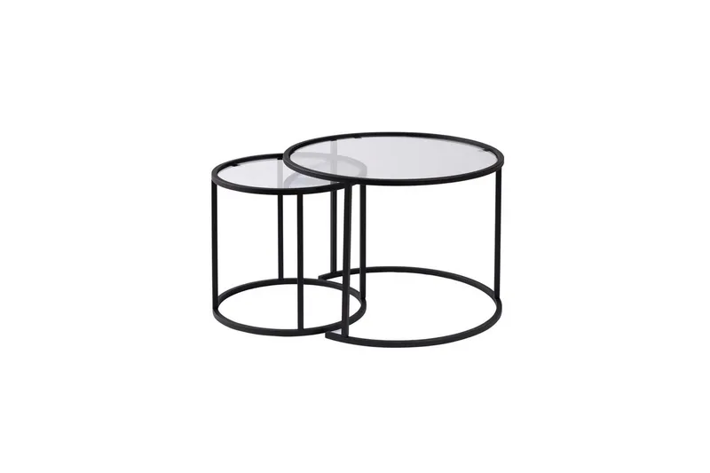 Soffbordset 2 delar Rikiya Små Svart Transparent - Svart Transparent - Möbler - Bord & matgrupper - Soffbord