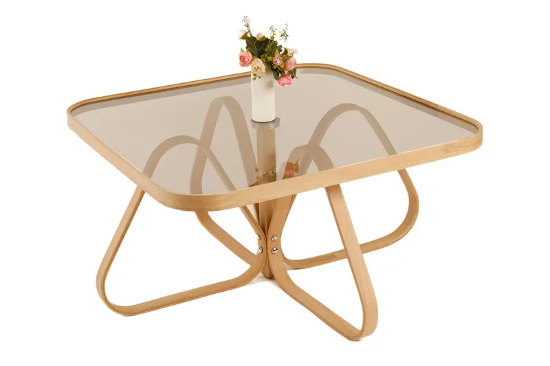 Stedum Kvadratiskt Soffbord 90 cm i med Träunderrede - Brunt Rökglas - Möbler - Bord & matgrupper - Soffbord