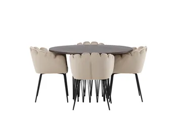 Stonaro Matgrupp  120 cm Rund med 4 Limhamn stolar - Beige - Möbler - Bord & matgrupper - Matgrupper