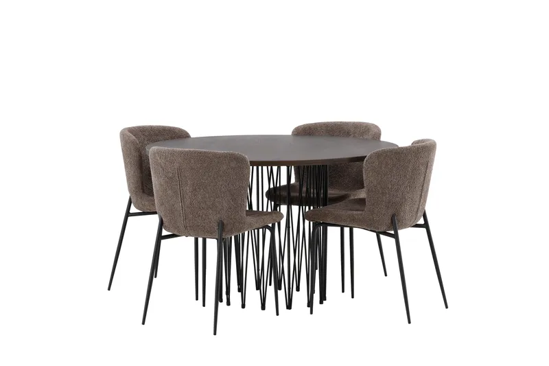 Stonaro Matgrupp  120 cm Rund med 4 Manjetor stolar - Beige - Möbler - Bord & matgrupper - Matgrupper