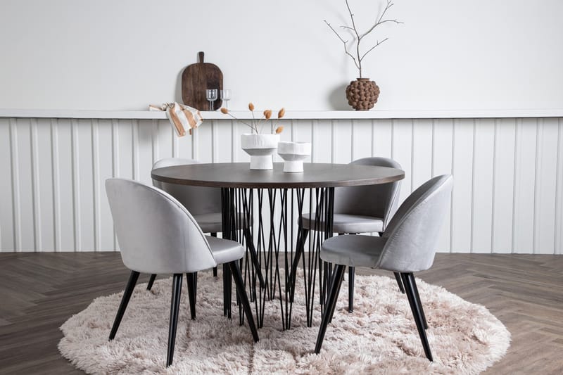 Stonaro Matgrupp  120 cm Rund med 4 Sedavi stolar - Grå - Möbler - Bord & matgrupper - Matgrupper