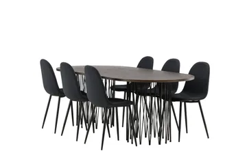 Stonaro Matgrupp  220 cm Oval med 6 Bennie stolar - Svart - Möbler - Bord & matgrupper - Matgrupper