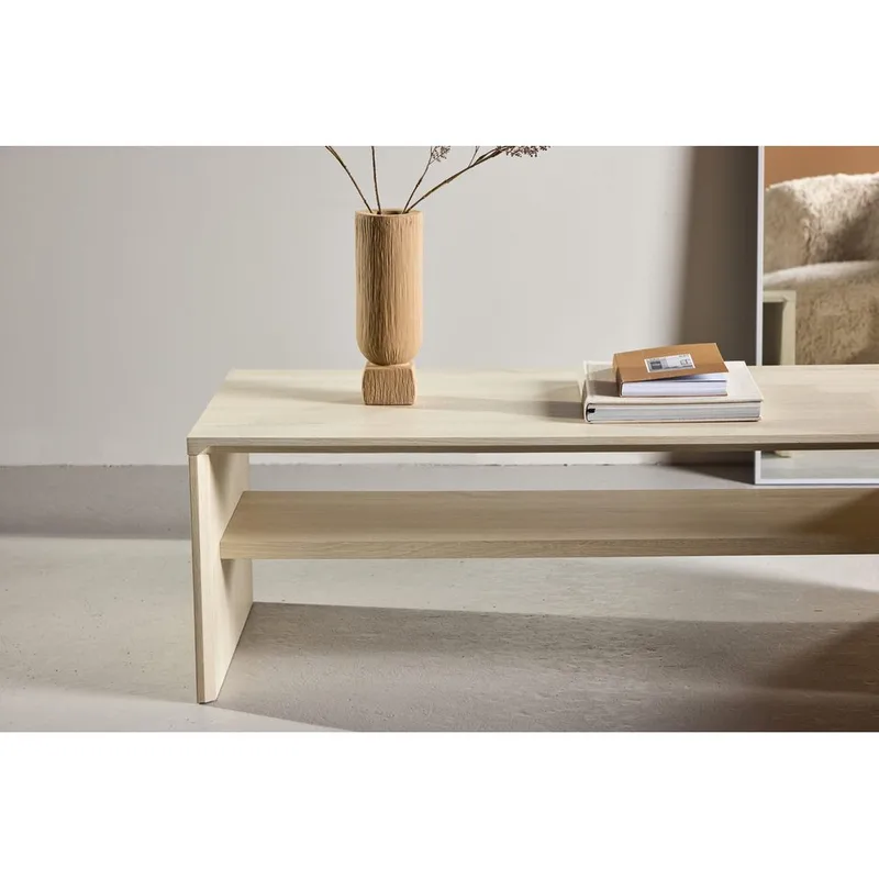 Telemarket Rektangulärt Soffbord 110 cm med Hylla i Trä - Beige - Möbler - Bord & matgrupper - Soffbord