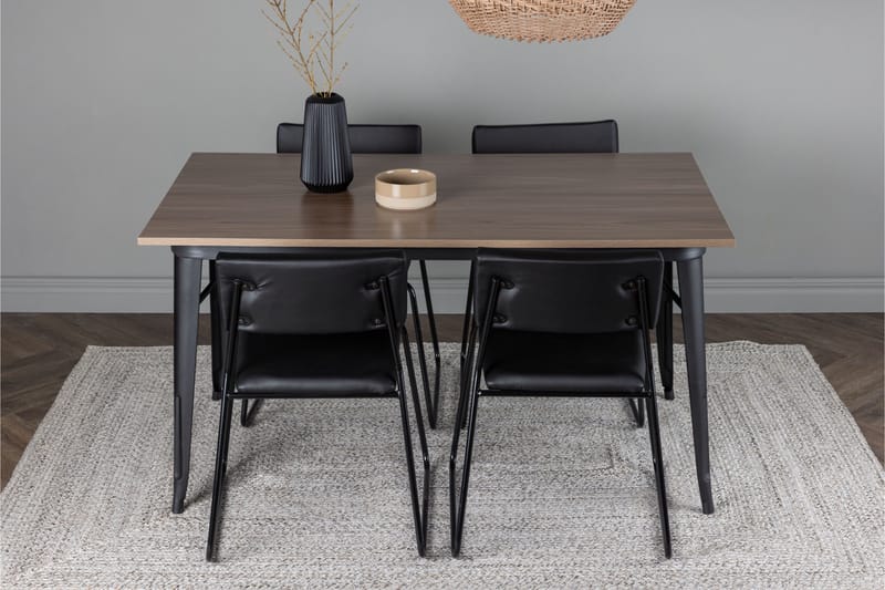 Tempe Matgrupp 140 cm Rektangulär med 4 Kenth Stolar - Svart - Möbler - Bord & matgrupper - Matgrupper
