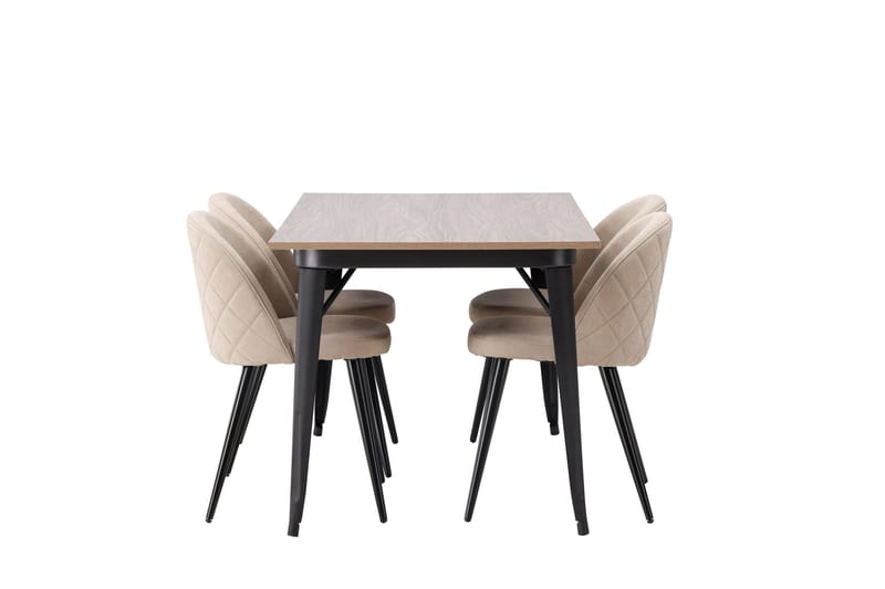 Tempe Matgrupp 140 cm Rektangulär med 4 Velvet stolar - Beige - Möbler - Bord & matgrupper - Matgrupper