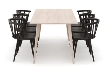 Tyrö Matgrupp med 6 st Tyrö Karmstolar - Whitewash/Smoked Oak - Möbler - Bord & matgrupper - Matgrupper