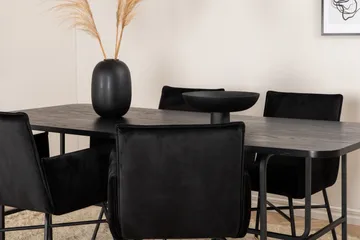 Unos Matgrupp 200 cm Rektangulär med 4 Petra stolar - Svart - Möbler - Bord & matgrupper - Matgrupper