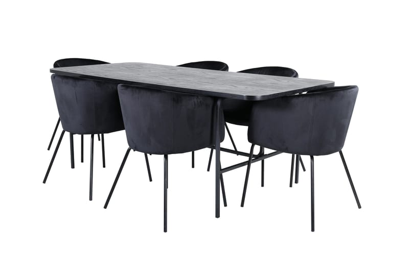Unos Matgrupp 200 cm Rektangulär med 6 Berit stolar, Svart