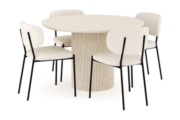 Uppveda Matgrupp 120 cm Rund med 4 Gemmiano Matstolar - Travetin - Möbler - Bord & matgrupper - Matgrupper