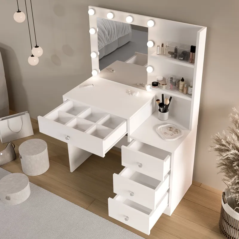 Uvero Sminkbord 69,4x135x40 cm - Vit - Möbler - Bord & matgrupper - Sminkbord & toalettbord