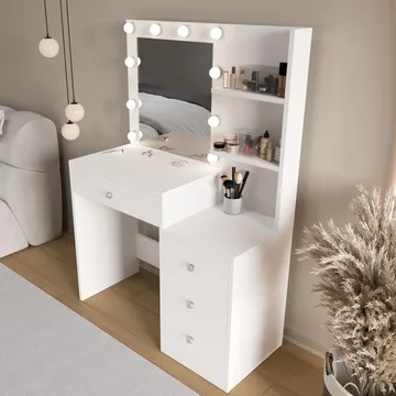 Uvero Sminkbord 69,4x135x40 cm - Vit - Möbler - Bord & matgrupper - Sminkbord & toalettbord