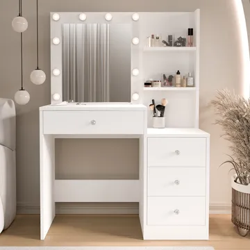 Uvero Sminkbord 69,4x135x40 cm - Vit - Möbler - Bord & matgrupper - Sminkbord & toalettbord