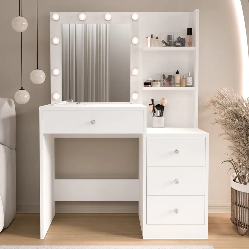 Uvero Sminkbord 69,4x135x40 cm - Vit - Möbler - Bord & matgrupper - Sminkbord & toalettbord