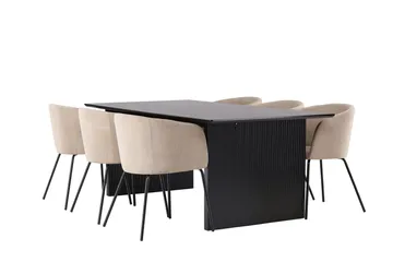 Vail Matgrupp 200 cm Rektangulär med 6 Berit stolar - Beige - Möbler - Bord & matgrupper - Matgrupper