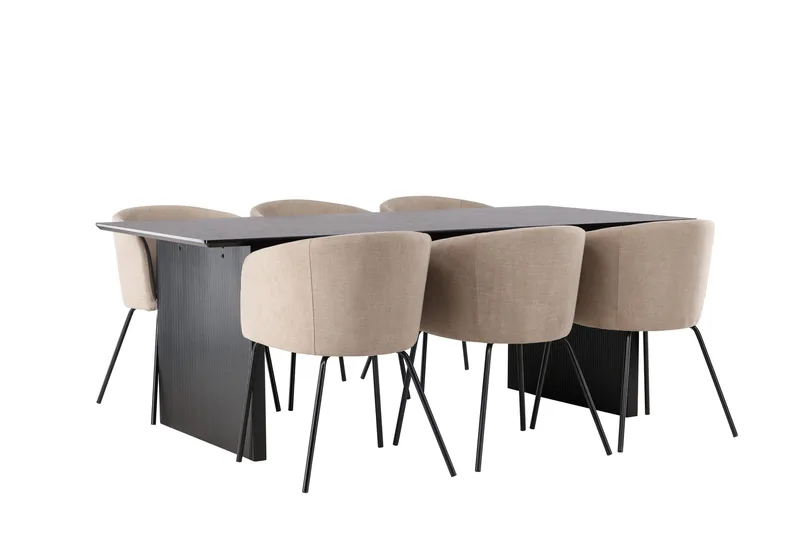 Vail Matgrupp 200 cm Rektangulär med 6 Berit stolar - Beige - Möbler - Bord & matgrupper - Matgrupper
