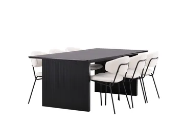 Vail Matgrupp 200 cm Rektangulär med 6 Chico Stolar - Svart - Möbler - Bord & matgrupper - Matgrupper