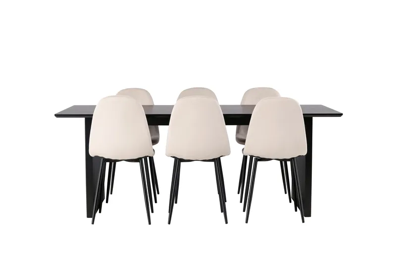 Vail Matgrupp 200 cm Rektangulär med 6 Polar stolar, Beige