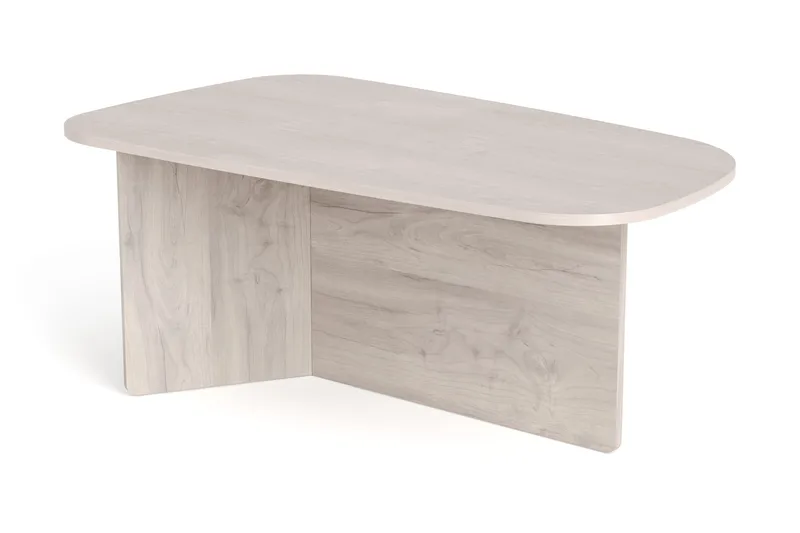 Vento Ovalt Soffbord 120x70 cm med Trä- och Vitlaserad Ek-utseende, Vit