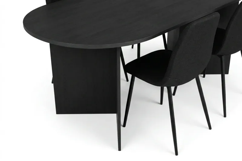 Vera Matgrupp oval 180 cm  med 6 Nibe Matstolar - Svartlaserad ek - Möbler - Bord & matgrupper - Matgrupper
