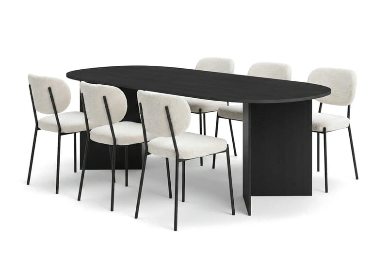 Vera Matgrupp rektangulärt 220 cm Svart med 6 Gemmiano Matstolar - Svart - Möbler - Bord & matgrupper - Matgrupper