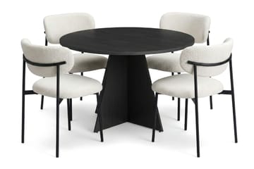 Vera Matgrupp runt 110 cm med 4 Lucy Matstolar - Svartlaserad ek - Möbler - Bord & matgrupper - Matgrupper