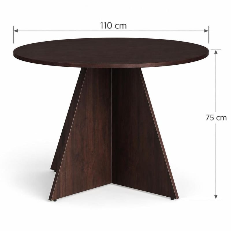 Vera Rund Matgrupp 110 cm – Matbord med 4 Katy Matstolar med Trä- och Rökt Ek-utseende - Mörkbrun - Möbler - Bord & matgrupper - Matgrupper