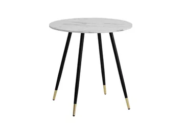Wohnling Litet Runt Matbord 75 cm med Marmorutseende och Gyllene Ben - Vit - Möbler - Bord & matgrupper - Matbord & köksbord