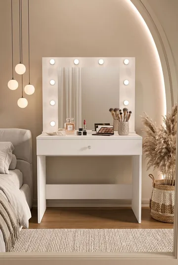 Yoren Sminkbord 80x147x42,5 cm - Vit - Möbler - Bord & matgrupper - Sminkbord & toalettbord